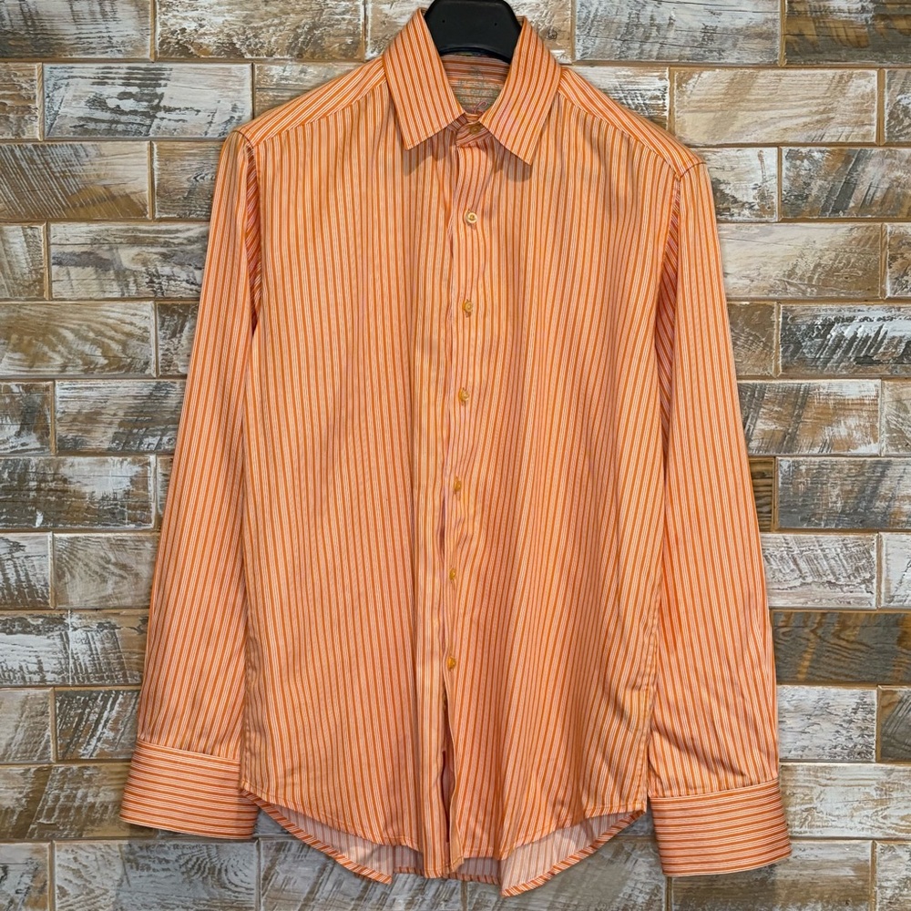 Robert Graham Orange Striped Men's Shirt.  Size M.  Good Condition.